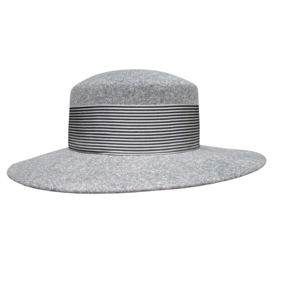 Vintage NOS Banash Boston Light Gray Wool Felt Fedora Hat Polka Dot  Bow US 7.5 main image 15